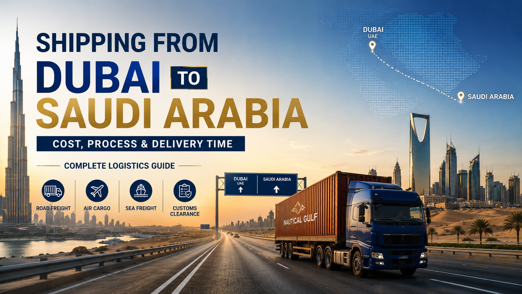 Learn about shipping from Dubai to Saudi Arabia, including freight options, shipping costs, customs requirements, transit times, and logistics solutions for businesses and individuals.